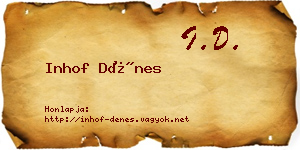 Inhof Dénes névjegykártya